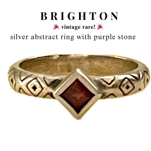 🌀Brighton 🎉rare vintage🎉 • silver abstract triangle ring with purple stone - Picture 3 of 13